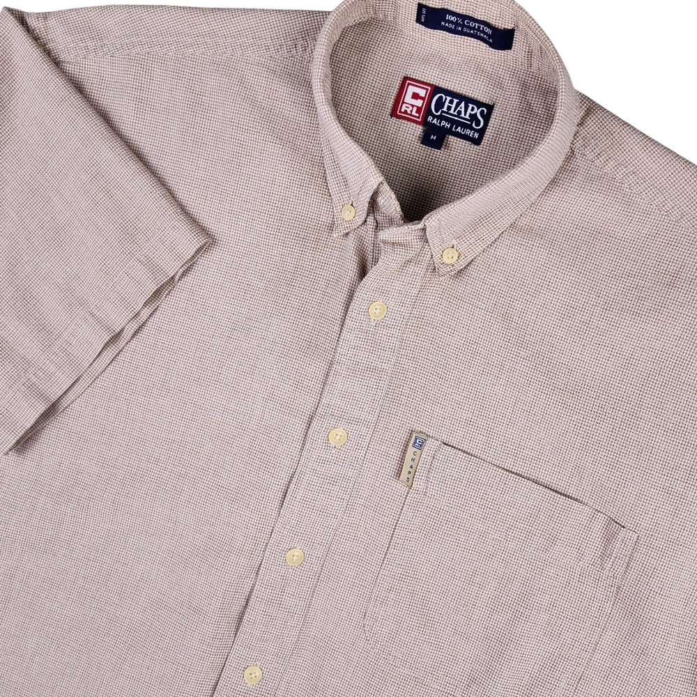 VTG Chaps Ralph Lauren Button Down Shirt Men Medium Short Sleeve Woven Plaid 90s